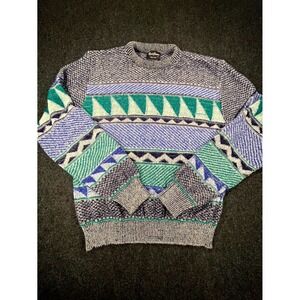 Vintage Reed St James Coogi Sweater Mens Large Multicolor Geometric‎ Tight Knit